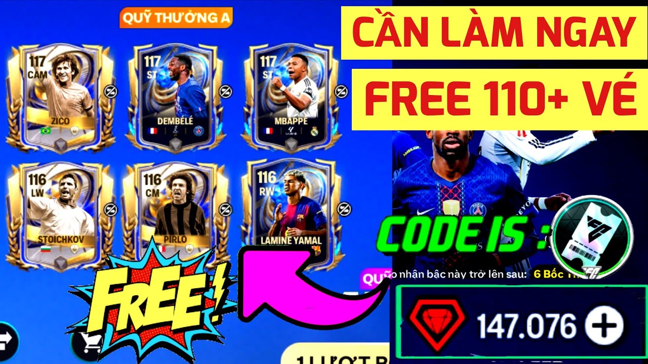 ✅️ NHẬP CODE MỚI | CÁCH NHẬN FREE GEM VÀ 110 VÉ TOTY FC MOBILE 