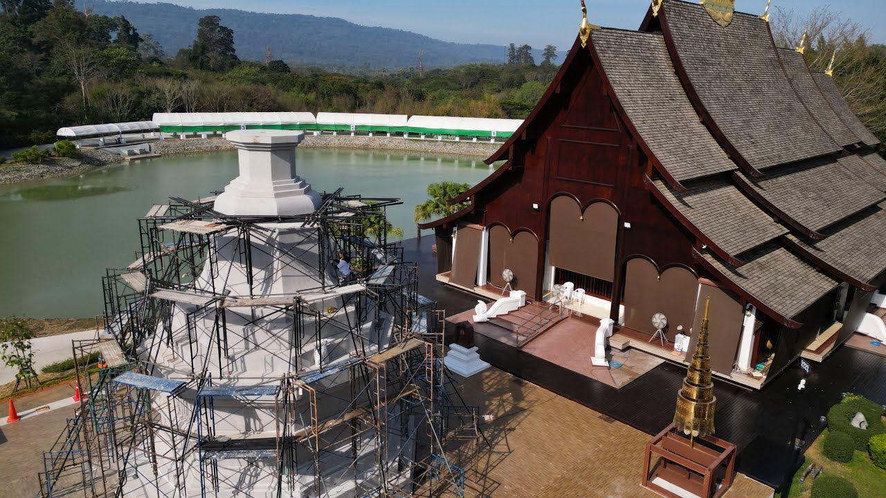 Watch the Chedi Rise : Ratanawan Monastery Chedi -Time-Lapse & Drone Footage