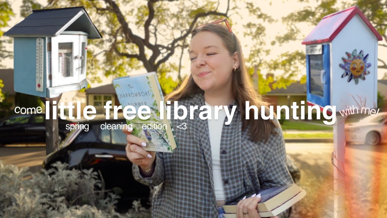 come LITTLE FREE LIBRARY HUNTING with me! 📮🌦📚 *spring cleaning edition*