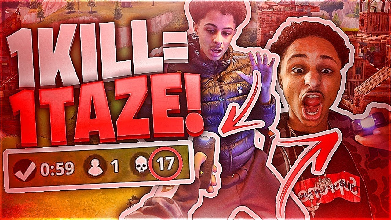 1 KILL = 1 TAZE ON MY BROTHER IN FORTNITE !! HE WAS BLEEDING AND HE BROKE MY COMPUTER (GONE WRONG)
