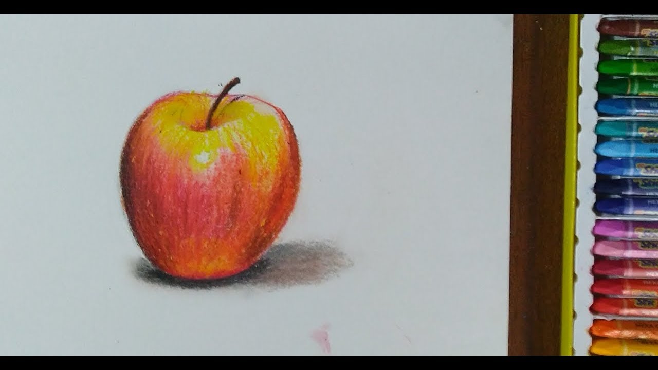How to draw an Apple with oil pastel