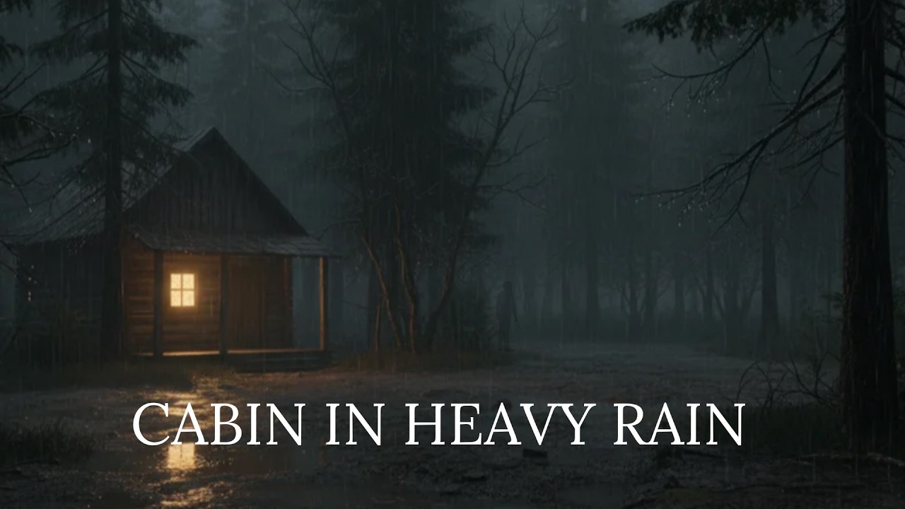 Cabin in heavy rain | 2 Hours | No Music | Was that a car?