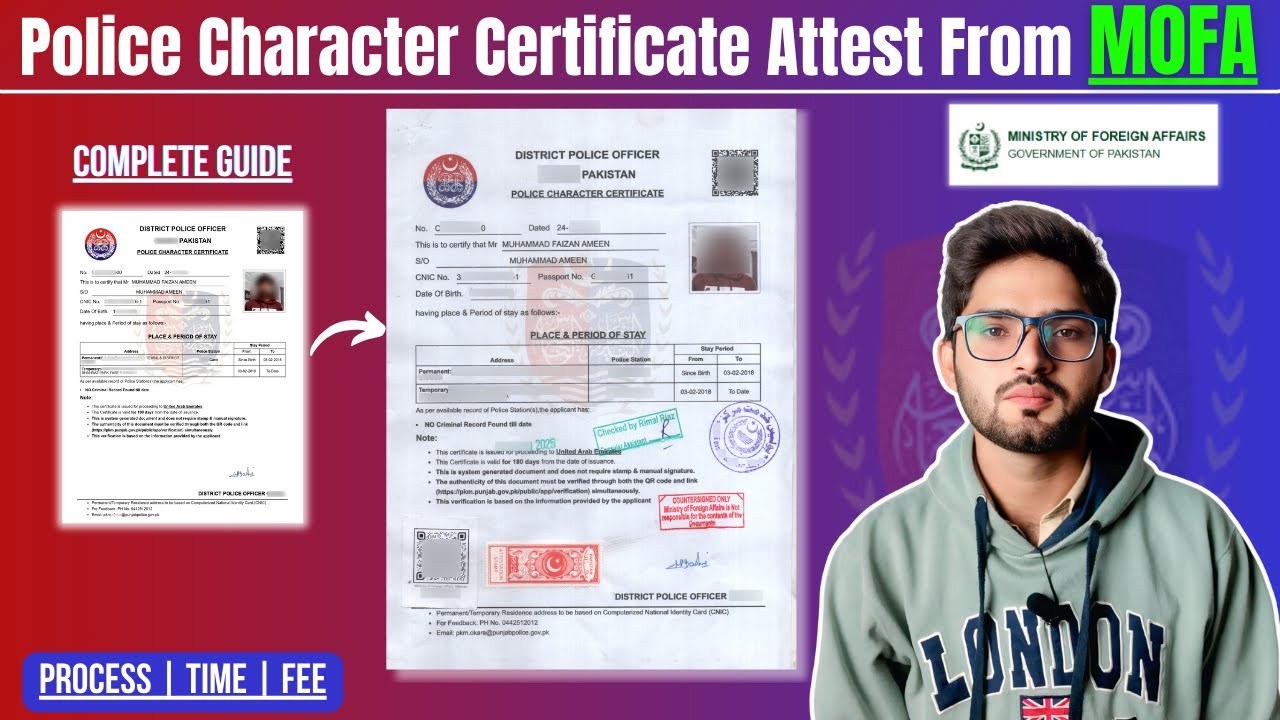 Police Character Certificate Attestation from MOFA Pakistan | Ministry of Foreign Affairs