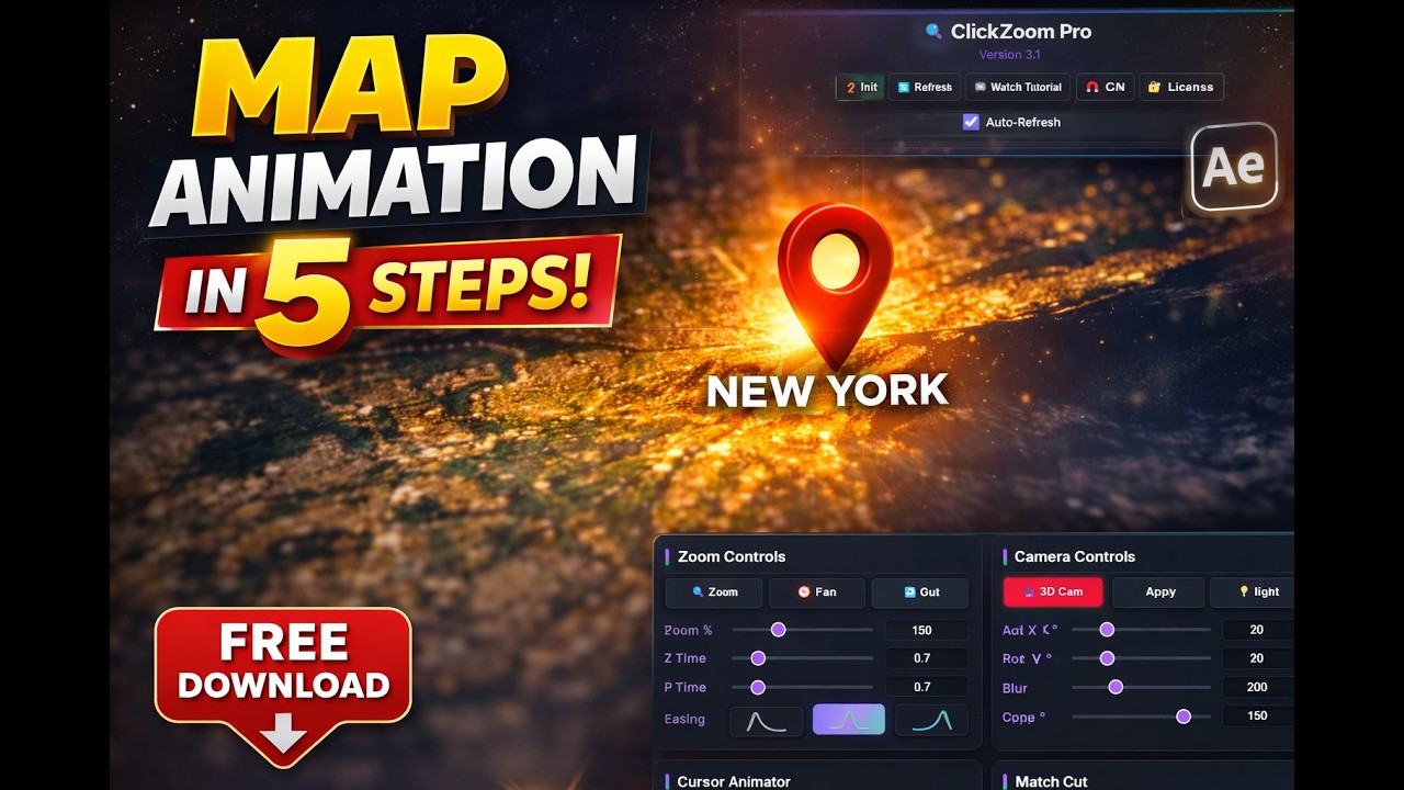 Create Cinematic Map Animations with ClickZoom Pro (After Effects)