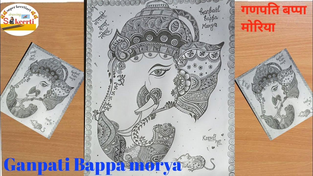 Ganesh ji drawing with  mandala art  | how to draw ganpati drawing step by step