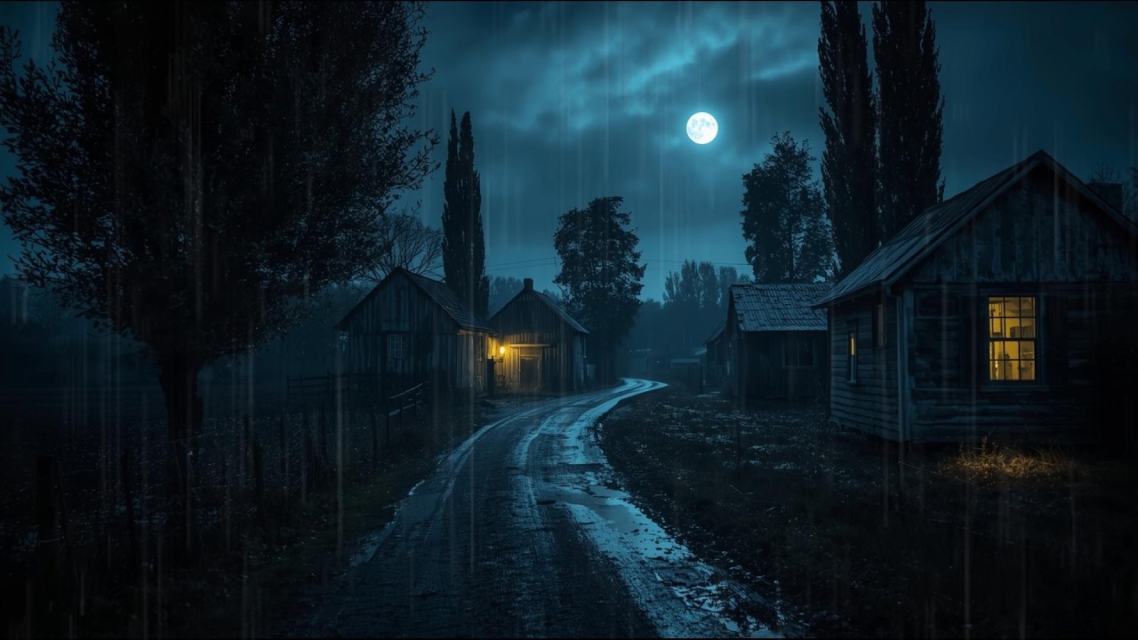 Rural Dark Rainy Night | Sleep & Relaxation, Peaceful Night Ambience