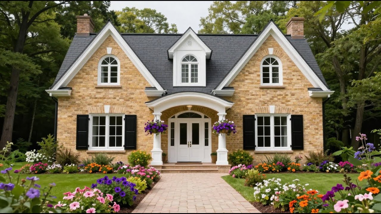 The Ultimate Classic-Modern Home Design Brick, Wood & Blanched almond Accents