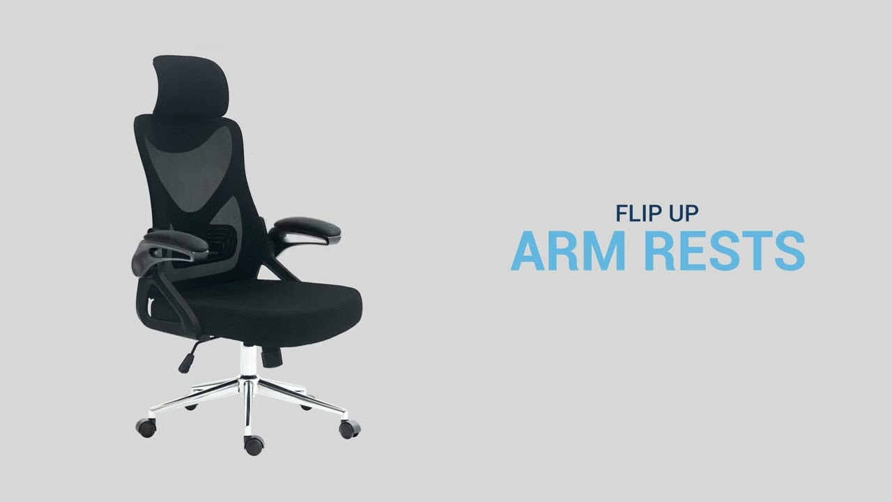 TECHNI MOBILI | Essential Ergonomic Office Chair with Headrest & Lumbar Support | RTA-3263C-BK