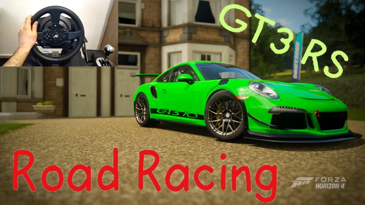 Porsche road racing in forza horizon 4, Porsche 911 GT3 RS steering wheel gameplay