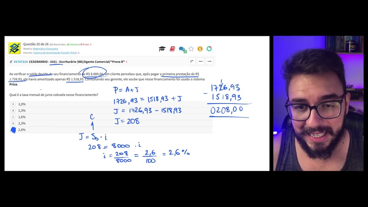 Questões Cesgranrio SISTEMA PRICE | Matemática Financeira para Banco do Brasil 2025