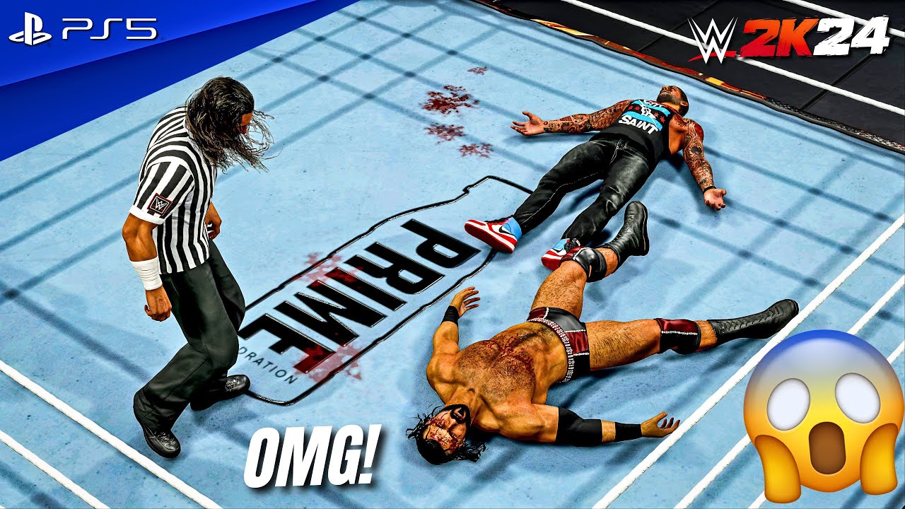 WWE 2K24 - CM Punk vs. Drew McIntyre - Seth Rollins Special Guest Referee Match at SummerSlam 2024