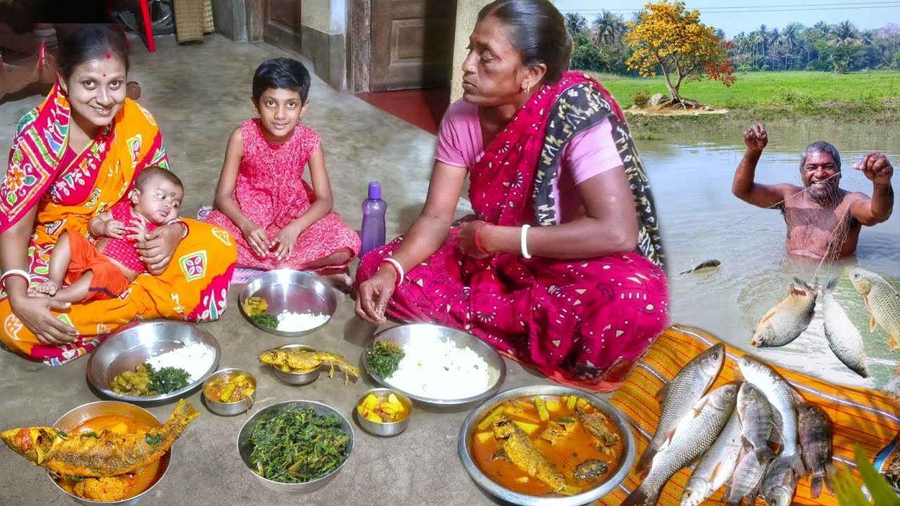 Daily Morning Routine। Fish Catching In The Pond।Cooking Village Style Fish Curry। Macher Jhol 