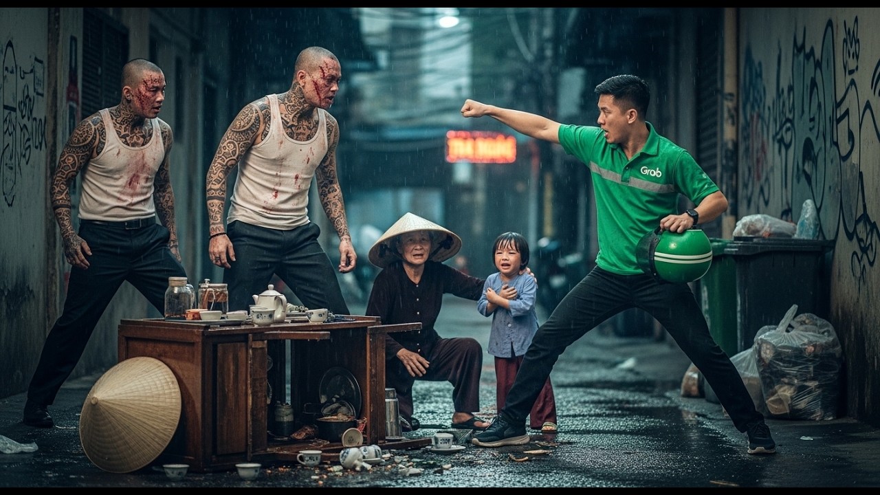 Đám Côn Đồ Xăm Trổ Chặn Đường Đánh Thu Phí Bán Hàng Rong, Anh Xe Ôm Tháo Nón Bảo Hiểm – Chỉ 10 Giây