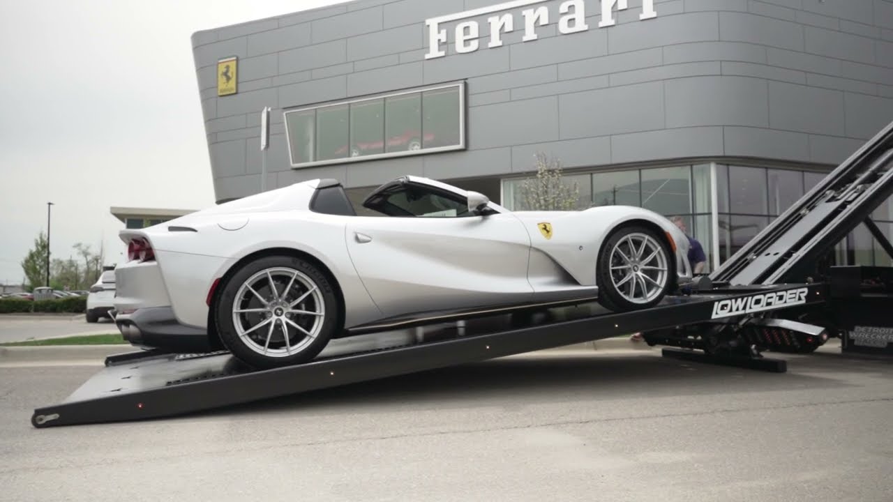 Loading a Ferrari with the Low Loader by Detroit Wrecker.