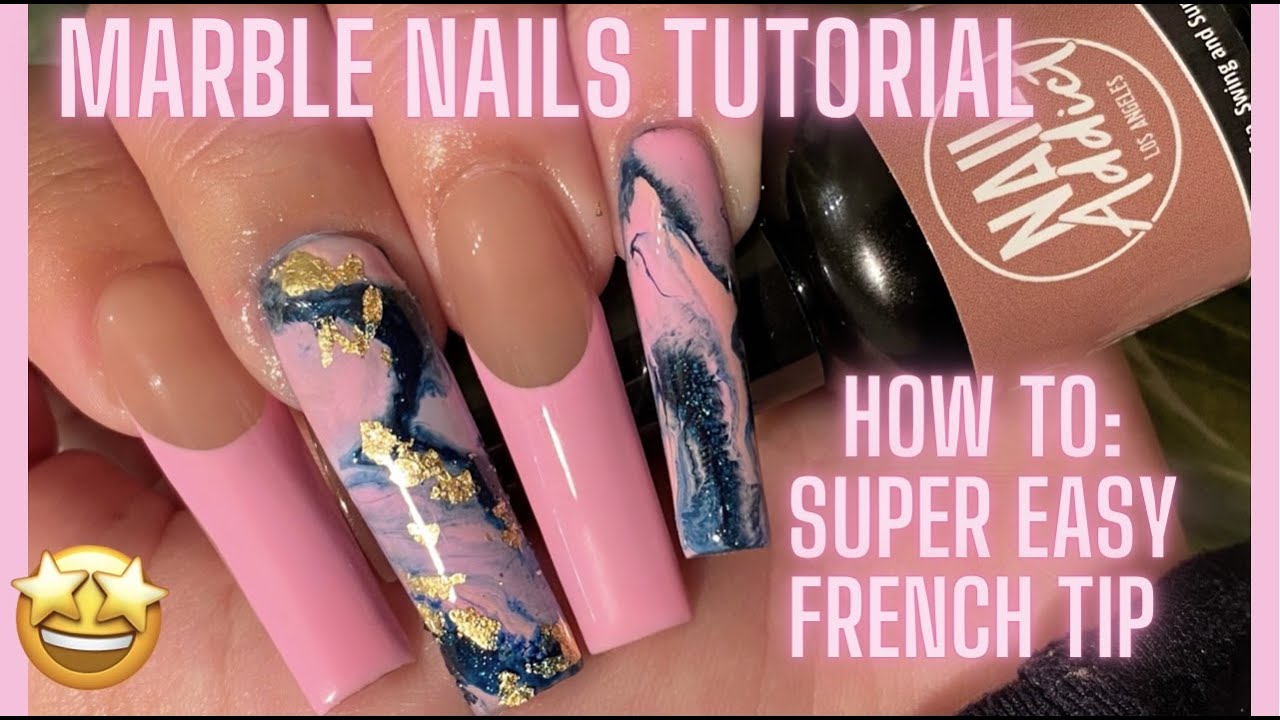 EASY FRENCH TIP NAILS TUTORIAL | MARBLE NAILS TUTORIAL | NAIL ADDICT LA GEL POLISH| NAIL SUPPLY HAUL