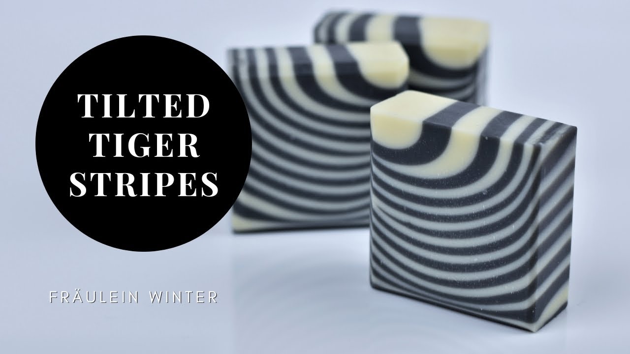 Tilted Tiger Stripes Swirl Soap (Zebra Style) - Cold Process Soap Making - Fraeulein Winter