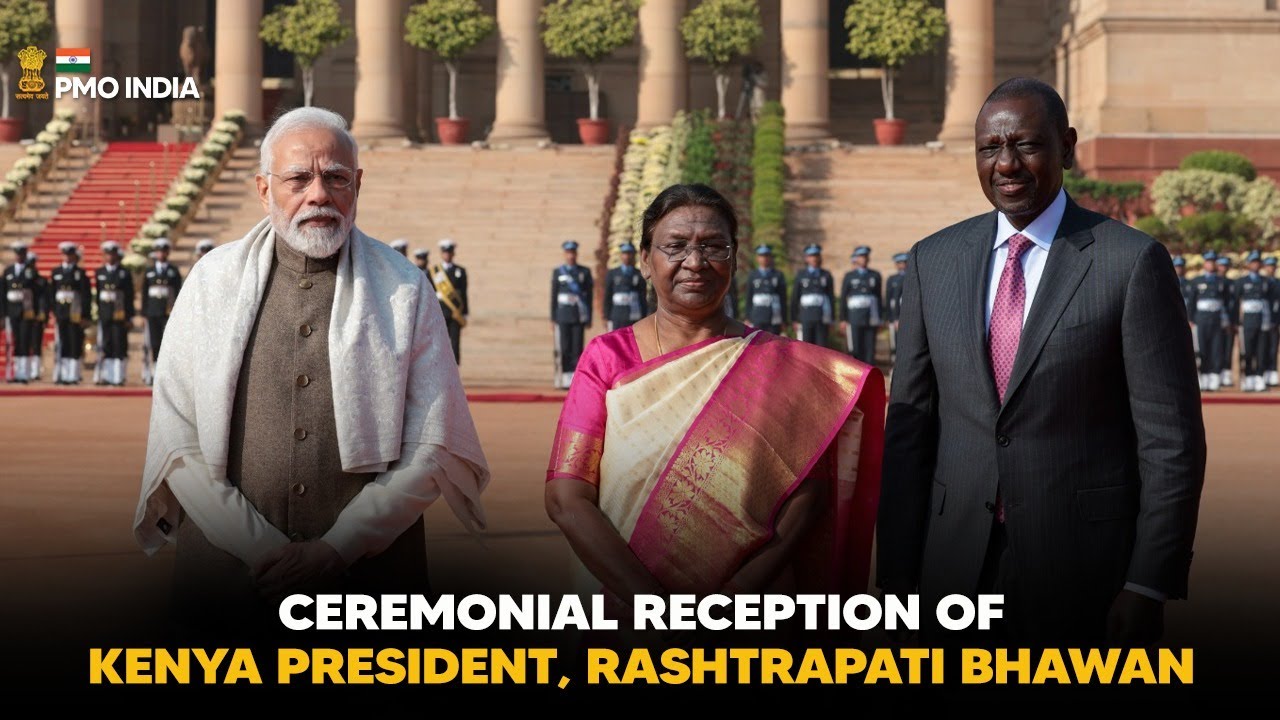 PM Modi at Ceremonial Reception of Kenya President, Rashtrapati Bhawan