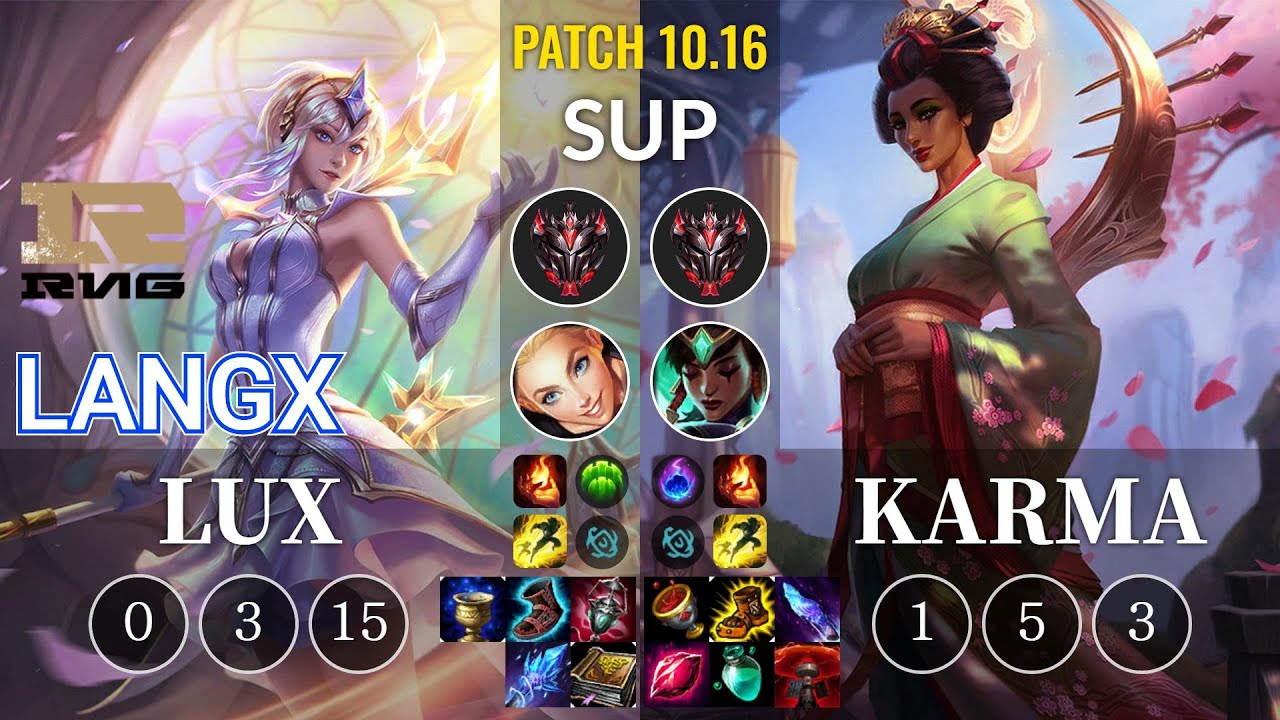 RNG Langx Lux vs Karma Sup - KR Patch 10.16