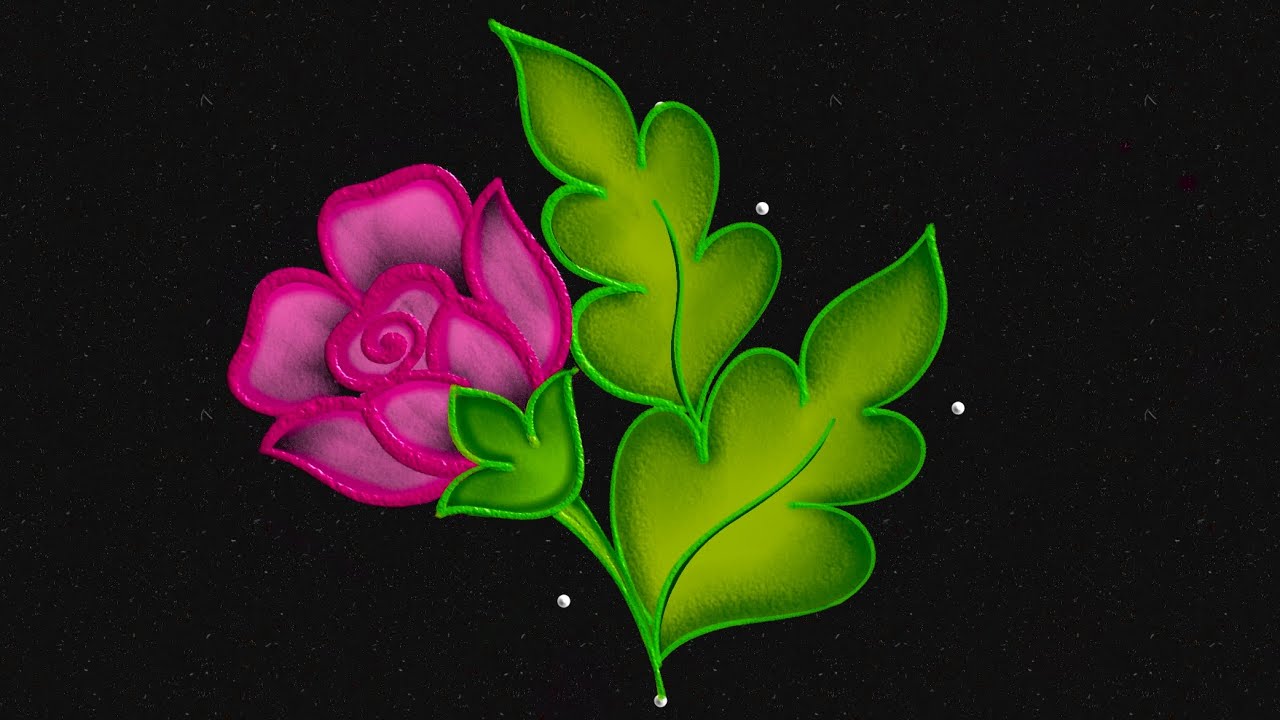 Day 2 Navaratri Rangoli with 7-1 dots 🌹| Easy Rose Rangoli design | Navaratri colour kolam 7 dots