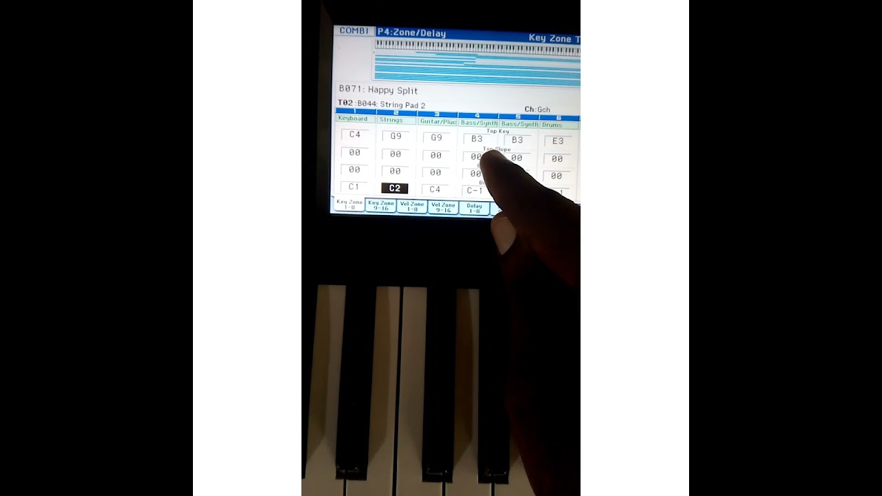 Left and Right hand Voice splitting on korg krome (sharp view)