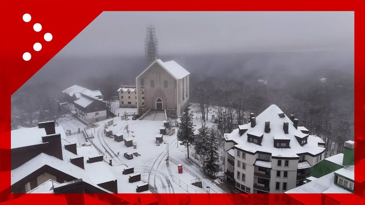 Neve sul Terminillo, il drone in volo sul paese di Pian de' Valli