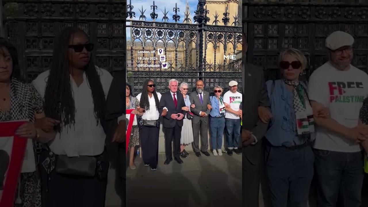UK MPs join pro-Palestine demonstration outside UK parliament