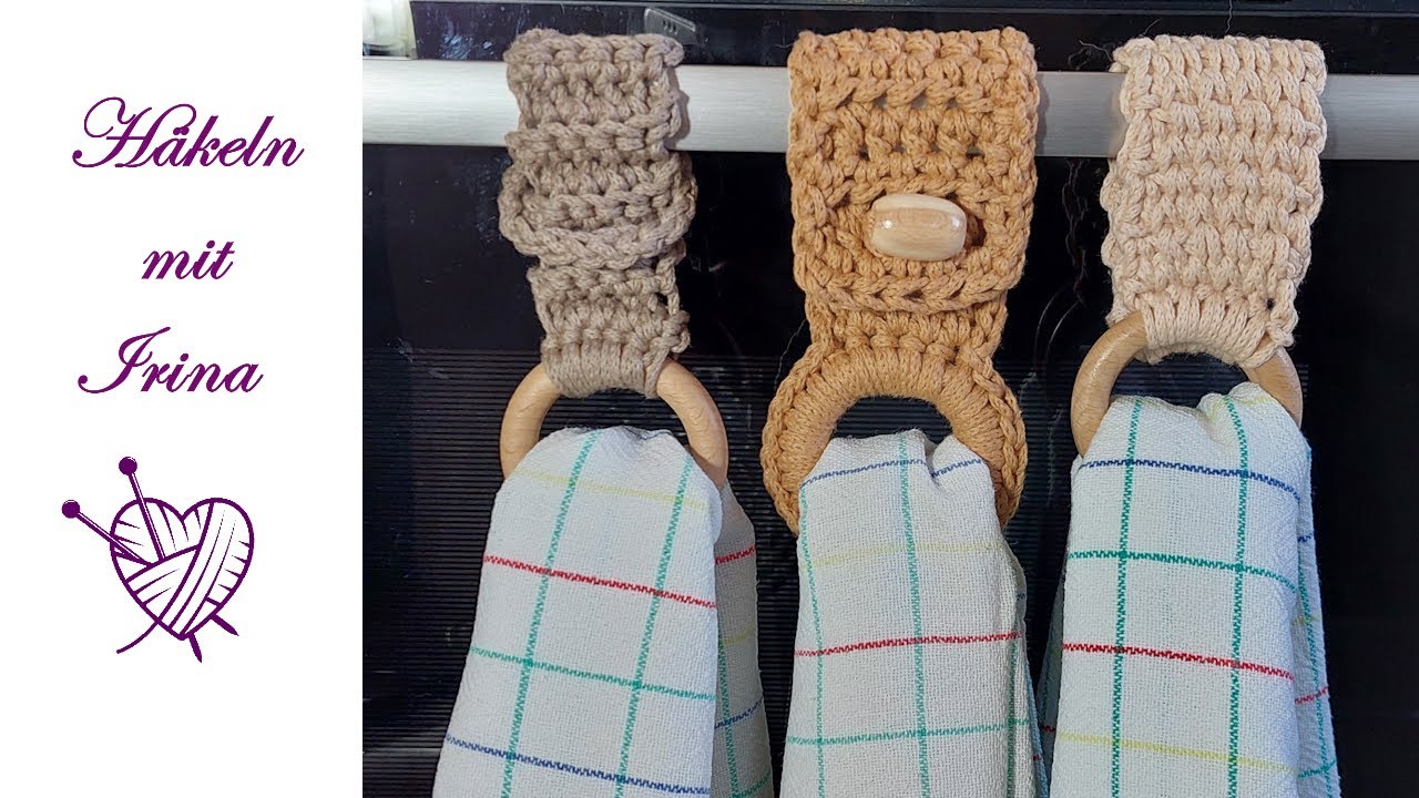 3 простых варианта вязаных крючком вешалок для полотенец для кухни и ванной комнаты