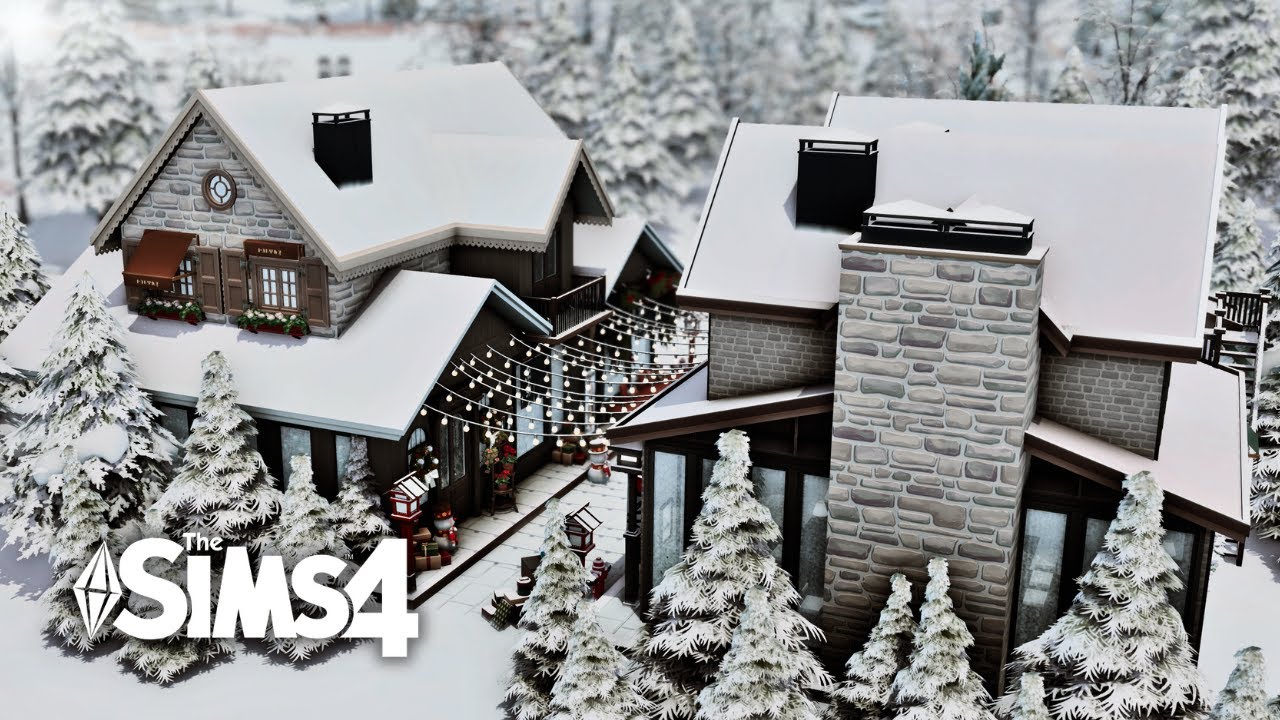 The Winterfest Street [sushi restaurant & winter shop] || The Sims 4 Speed Build