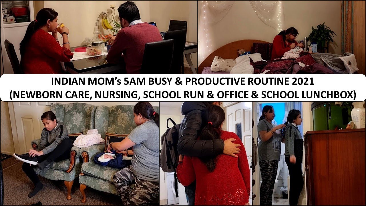 5am Morning Routine with Newborn, School Going Kid & Office Going Husband | Indian Mom Busy Routine