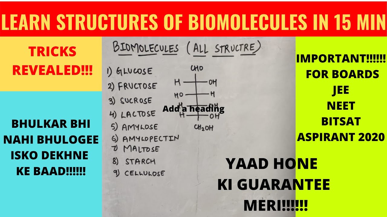 TRICK | LEARN STRUCTURE OF BIOMOLECULES | ALL STRUTURES IN ONE VIDEO | BOARDS | NEET | MAINS |BITSAT