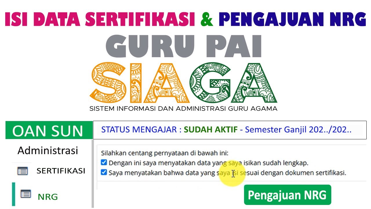 Cara Lengkap Isi Data Sertifikasi dan Ajukan NRG Guru PAI di SIAGA Pendis