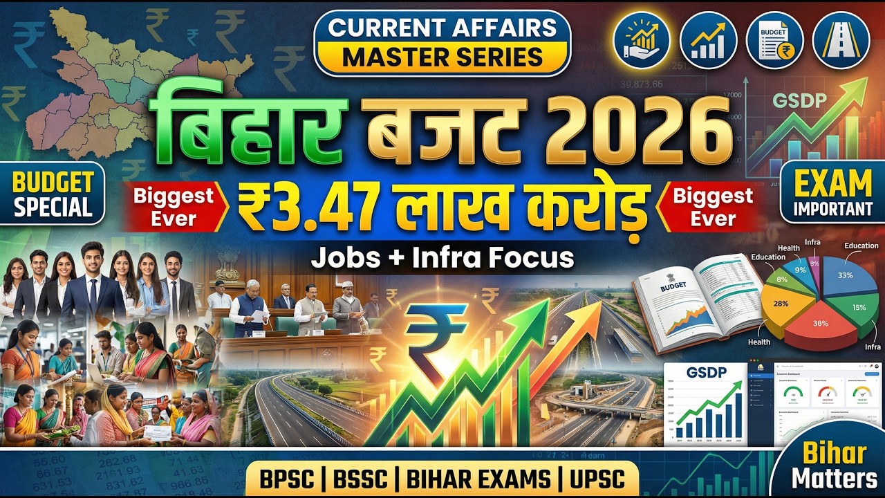 Bihar Budget 2026&ndash;27 Analysis | ₹3.47 Lakh Crore Biggest Budget | For BPSC BSSC Bihar Exams