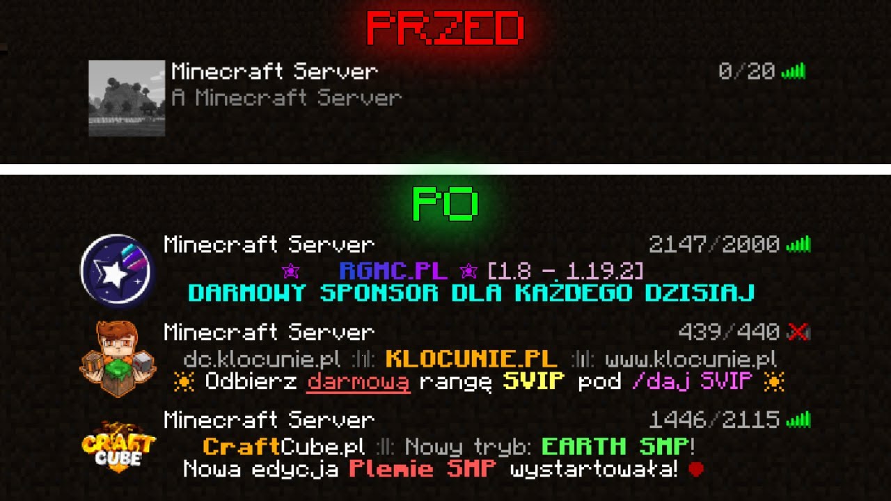 Jak ZROBIĆ KOLOROWY OPIS serwera? (PistonMOTD plugin)