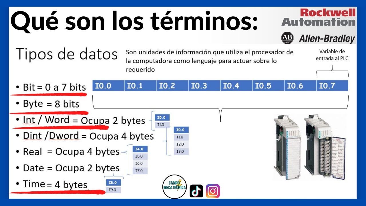 Allen Bradley 2023 | &iquest;Qu&eacute; son los tipos de datos? (bit, byte, int, word, dint, dword, real, date 💡💪