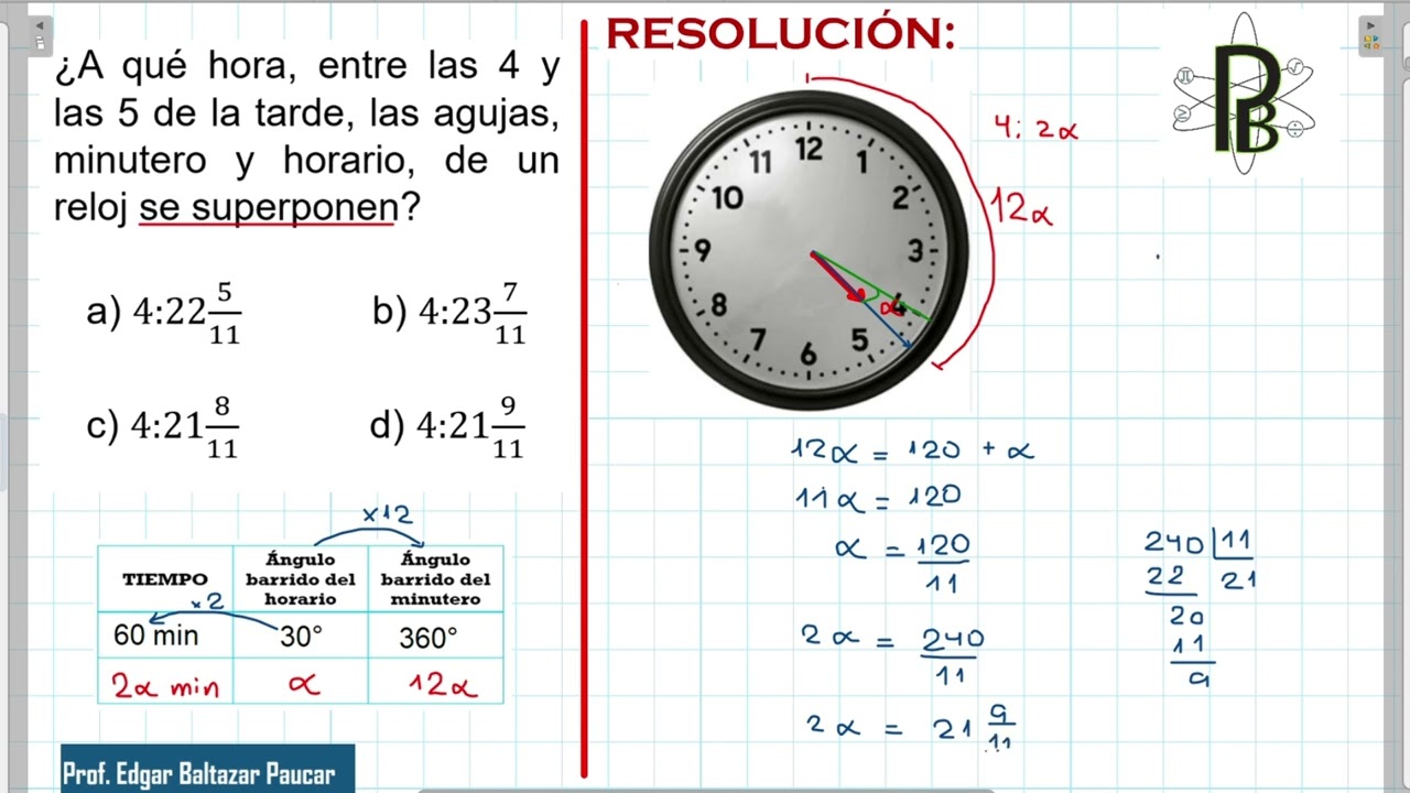 CRONOMETRIA Manecillas superpuestas |RETO| - Razonamiento Matemático