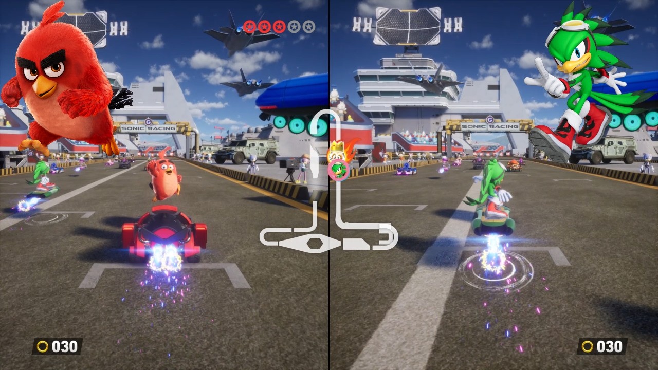 Sonic Racing: CrossWorlds x Angry Birds 2-Player Split Screen PS5 Gameplay! - Red & Jet the Hawk