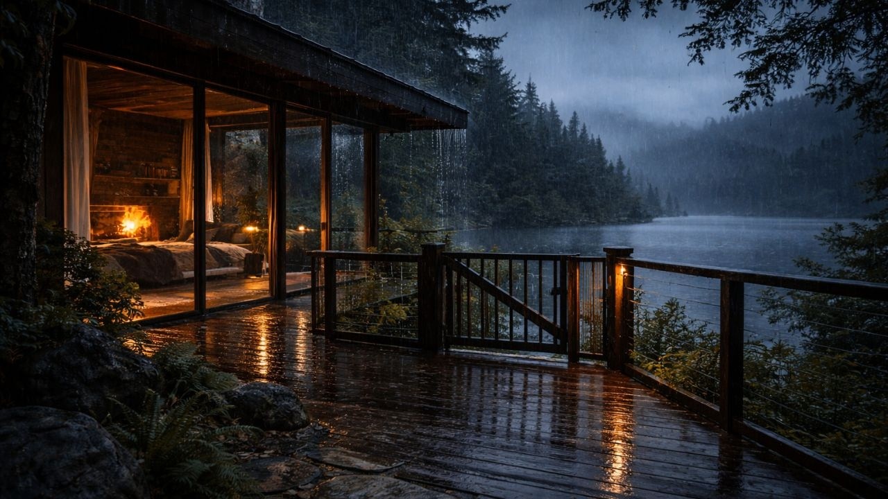 3 Hours Rain at a Cozy Forest Cabin | Safe and Warm Inside While It Pours Outside
