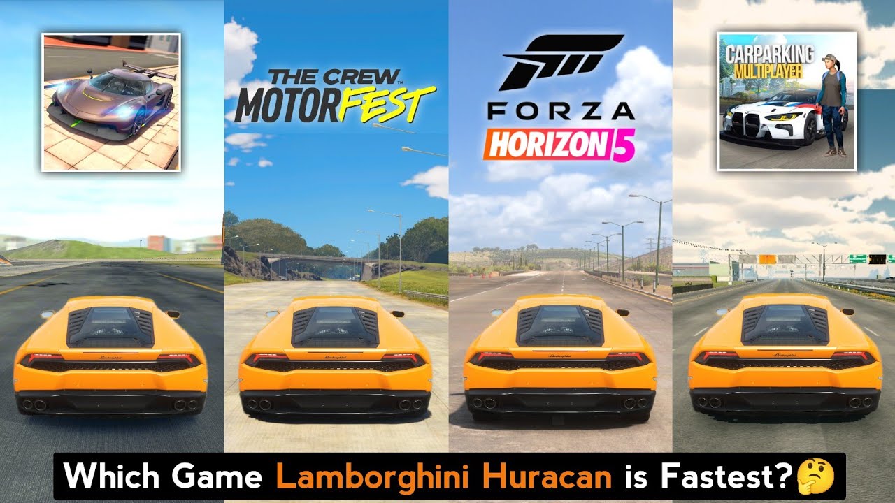 Lamborghini Huracan Top Speed in Extreme Car, The Crew Motorfest, Forza Horizon 5, Car Parking
