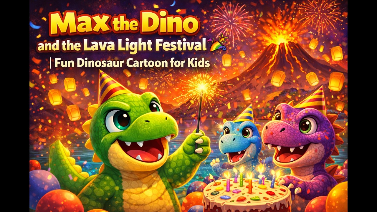 Max the Dino and the Lava Light Festival 🎉🌋🦖 | Fun Dinosaur Cartoon for Kids
