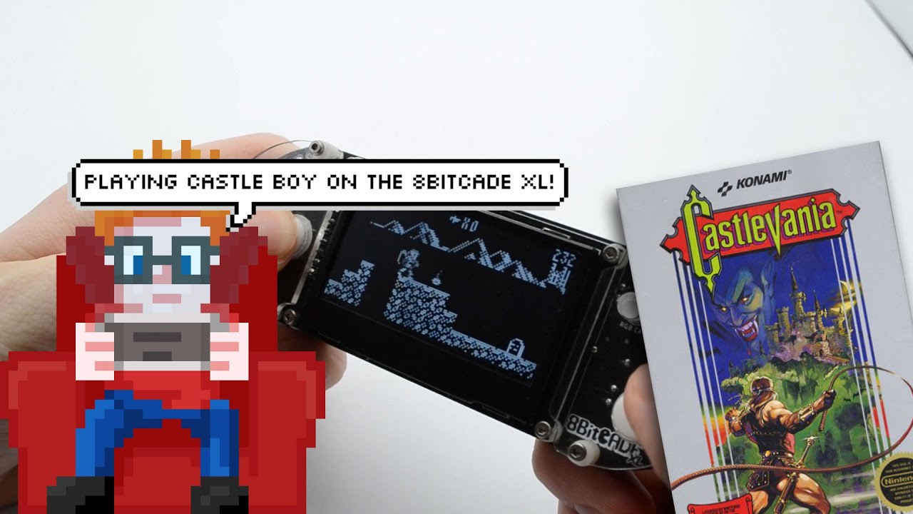 Playing Castle Boy, a Castlevania-esc game, on the 8BitCADE XL