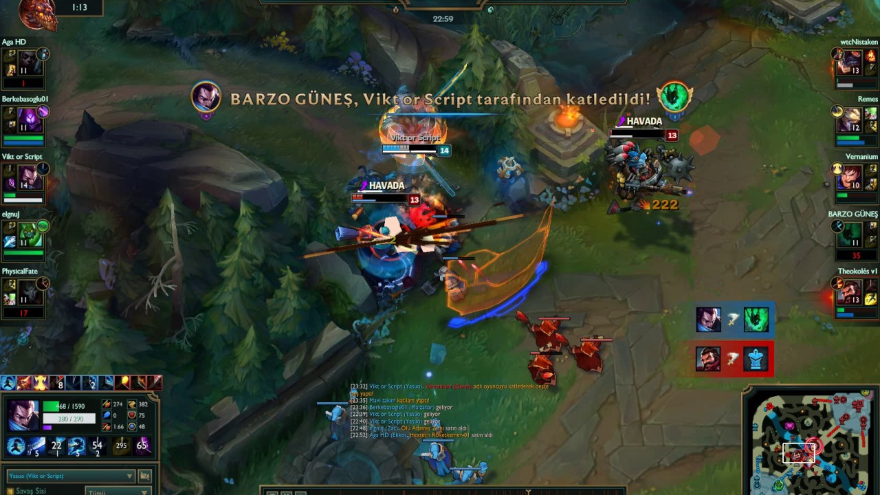 Thekoles,Wtcn,Jahrein,G&uuml;neş Lol  Pentakill Yasuo