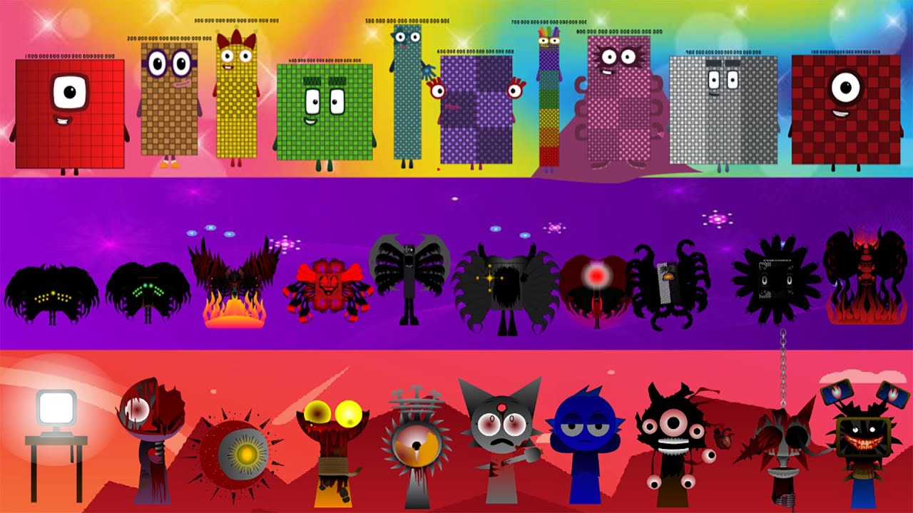 Sprunki OC Numberblocks 100SX - 1SP  vs Uncannyblocks Band Different