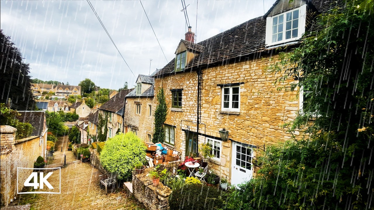 Rainy Day Walk in England’s Most Beautiful Village | Cotswolds 4K