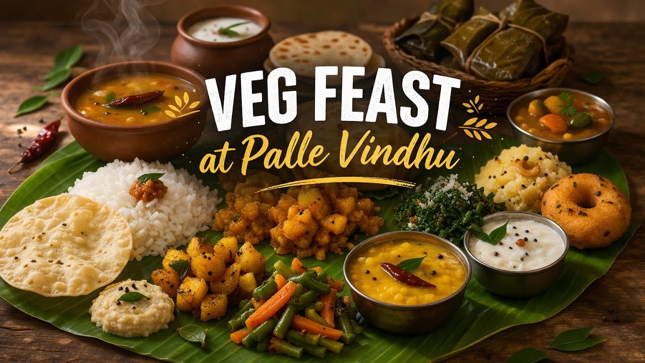 VEG FEAST AT PALLE VINDHU | TRADITIONAL TELUGU FOOD | SOUTH INDIAN FOOD | FOOD FORMULA
