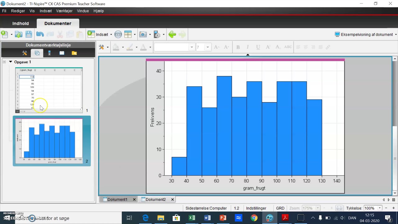 Grupperet data del 1: Histogram og intervalhyppighed i Nspire