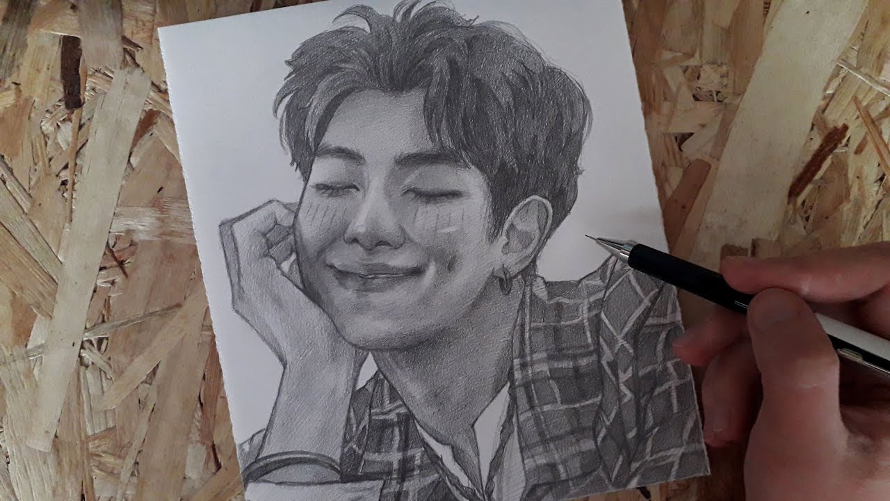 Namjoon Pencil Drawing \\ smiley time :)