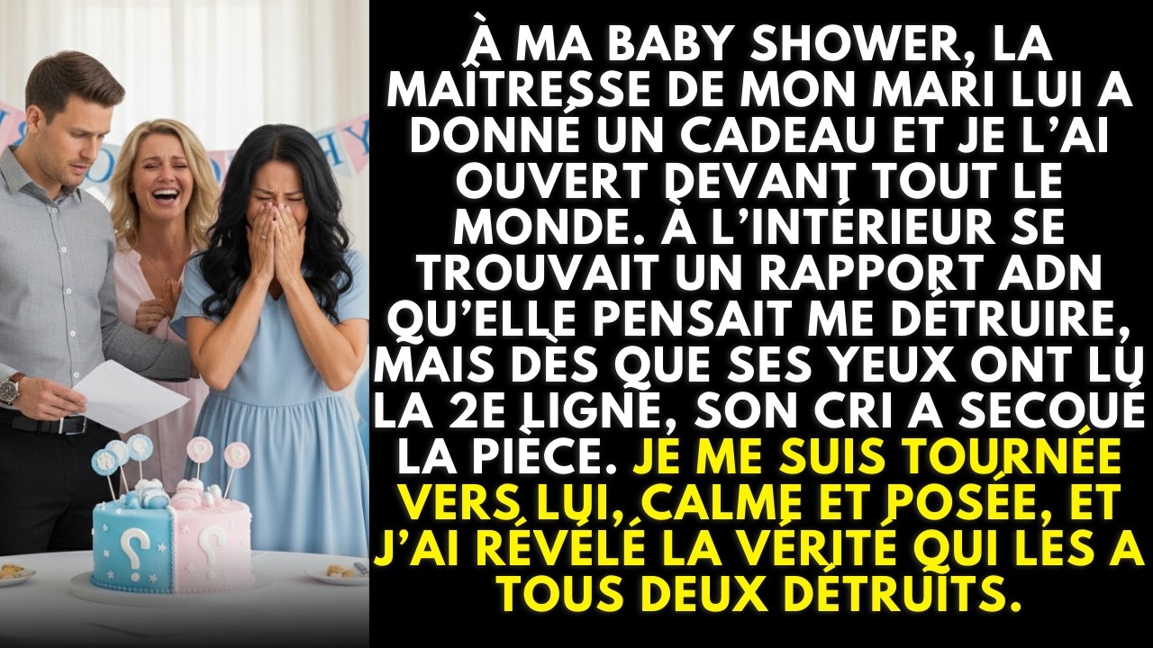 À ma baby shower, la maîtresse lui offrit un cadeau — le rapport ADN les fit hurler de honte