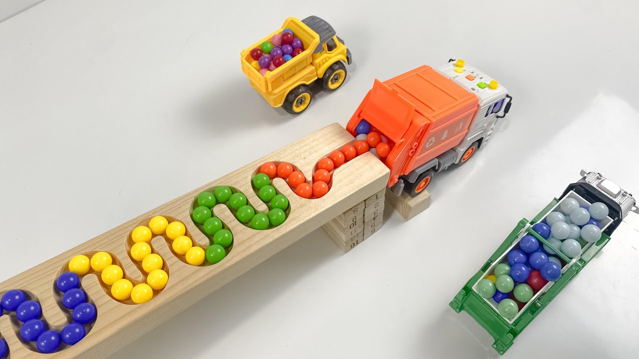 Marble Run Race ☆ HABA Slope, Dump Truck & Garbage Trucks & Ambulance & vehicles Full Compilation