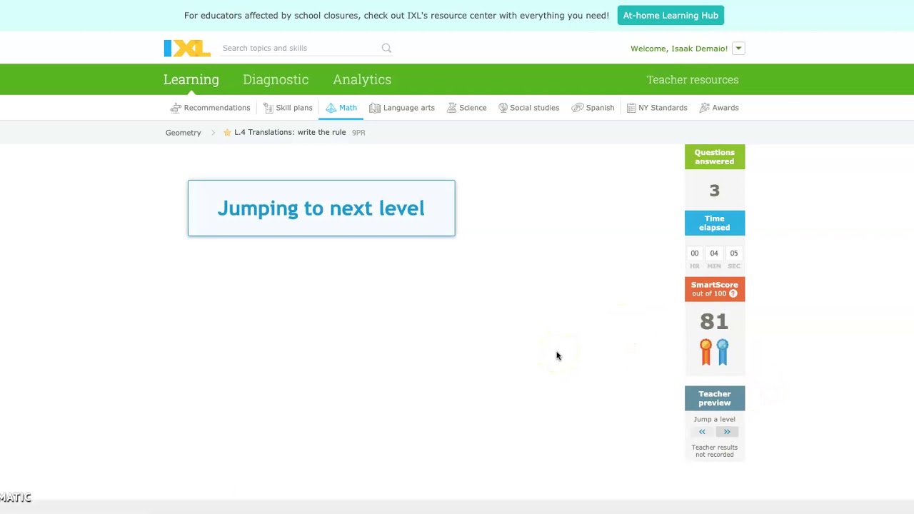 Geometry.L.4 Translations: Write the Rule | IXL