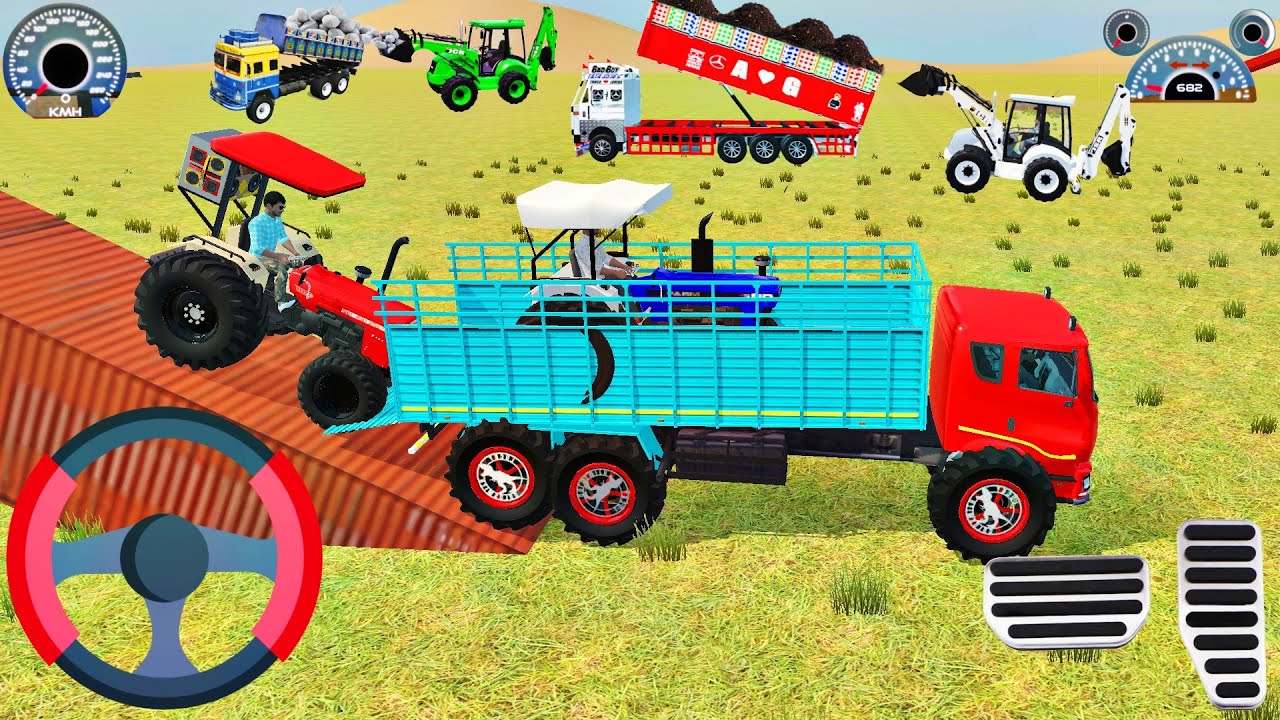 Swaraj 855 with Formertrack Tractor Load on Truck in stunt road #farmtrac60 #855swaraj #tractorgame 